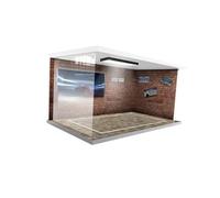 F Fityle Vitrine de Garage, jouet de scène de véhicule avec lumières, conteneur anti-poussière à collectionner, 1/18, Briques rouges