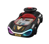 F Fityle Volant de Jeu pour Enfant Simulation de Conduite Voiture avec Effets Sonores Éducatif et Lumières Fonctionnelles En PP Adapté Aux Garçons Filles Jeu É, Rouge Noir