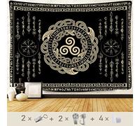 F-FUN SOUL Tapisserie nordique Vikings 203,2 x 152,4 cm en flanelle douce, nœud viking triskel rune celtique, mythologie esthétique, tapisserie murale à suspendre pour chambre à coucher, salon