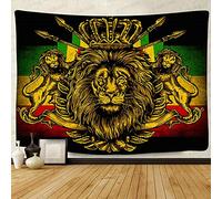 F-FUN SOUL Tapisserie rasta rasta rasta, 152,4 x 101,6 cm, flanelle douce, drapeau couronne de lion, hippie, tentures murales à suspendre pour salon, chambre à coucher, bannière décorative GTZYFS952
