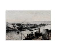F I N U C B 25+ Camille Pissarro Affiche Célèbre Port de Saint-Sever Rouen par Camille Pissarro Peinture à l'huile Toile Art Déco Impression Sans Cadre 61 x 91,4 cm (60 x 9 cm)