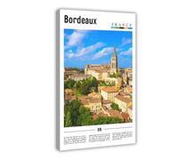 F I N U C B Décoration murale de voyage Bordeaux Gironde France autour du monde - Art mural tendance - Cadre de destination esthétique rétro - 30 x 45 cm