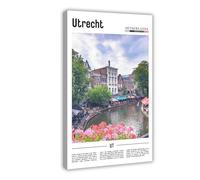 F I N U C B Utrecht Pays-Bas Affiche vintage de ville rétro avec cadre sur toile 40 x 60 cm