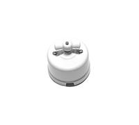 F LINE Interrupteur croisé de surface en porcelaine blanche, 3 positions, bouton poussoir, ON-ON-OFF, Blanc