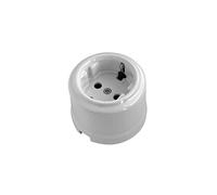 F LINE Prise de surface en porcelaine blanche avec terre 10 A 250 V