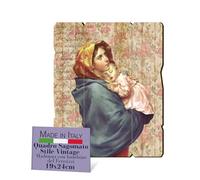 F.LLI BONELLA FRATELLI BONELLA - Peinture Madone avec enfant par Ferruzzi Forme Vintage - Peinture sur Bois de Peuplier Épaisseur 8mm - Peinture Madone pour Chambre 19x24 cm - 100% Fabriqué en Italie