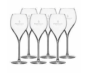 F.lli Lunelli S.p.A. Ferrari Lot de 6 flûtes à champagne avec logo et trait de repère 0,1 l Transparent