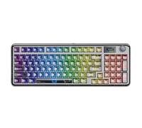 F-NB98 Clavier mécanique Bouton multifonctionnel à 3 modes Écran personnalisé Rétro-éclairage RVB Hot Swap Compatible avec les modèles d'ordinateur de bureau Clavier de jeu PC Gamer(Black Transparent)