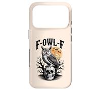 F-Owl-F Jeu de Mots Amusant pour Halloween Motif Chouette sur tête de Mort Chauve-Souris et Lune Coque pour iPhone 17 Pro