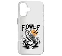 F-Owl-F Jeu de Mots Amusant pour Halloween Motif Chouette sur tête de Mort Chauve-Souris et Lune Coque pour iPhone 17