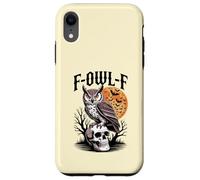 F-Owl-F Jeu de Mots Amusant pour Halloween Motif Chouette sur tête de Mort Chauve-Souris et Lune Coque pour iPhone XR