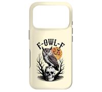 F-Owl-F Jeu de Mots Amusant pour Halloween Motif Chouette sur tête de Mort Chauve-Souris et Lune Coque pour iPhone 17 Pro