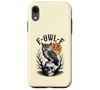 F-Owl-F Jeu de Mots Amusant pour Halloween Motif Chouette sur tête de Mort Chauve-Souris et Lune Coque pour iPhone XR