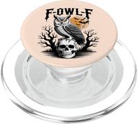 F-Owl-F Jeu de Mots Amusant pour Halloween Motif Chouette sur tête de Mort Chauve-Souris et Lune PopSockets PopGrip pour MagSafe