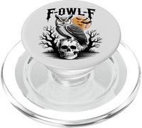 F-Owl-F Jeu de Mots Amusant pour Halloween Motif Chouette sur tête de Mort Chauve-Souris et Lune PopSockets PopGrip pour MagSafe