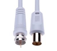 F-Plug to RF M-Plug Coaxial Cable for Satellite Sat Freesat Sky Virgin BT TV HDTV DVB DVD Radio/Coax Antenna Freeview Coaxial Coax Antenna Adapter TV Cable - 1m White