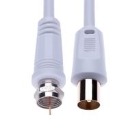 F-Plug to RF M-Plug Coaxial Cable for Satellite Sat Freesat Sky Virgin BT TV HDTV DVB DVD Radio/Coax Antenna Freeview Coaxial Coax Antenna Adapter TV Cable-2m White