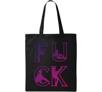 F U C K FCK Sac fourre-tout en coton écologique naturel pour fille Noir, Noir , Taille unique
