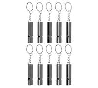 F&Y 10pcs Organisation d'urgence Whistle - Aluminium Alloy Double Tube Haut-Fréquence Whistles avec porte-clés pour extérieur (Noir)