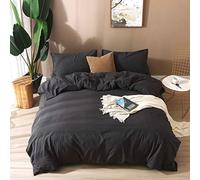 F.Y.Dreams Housse de Couette 100% Coton lavé pour Couverture lestée de 152,4 x 203,2 cm avec 8 Attaches, Fermeture éclair sur Le côté Long/Noir/Gris/Juste Housse de Couette