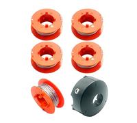 F016800175 Bobine de Rechange pour Coupe-Bordures Bosch Art 23 26 30 Combitrim Easytrim, Pro-Tap, Ligne de rinçage Automatique, 8 mètres, avec Couvercle pour F016L71088 (5 bobines et 1 Couvercle)