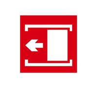 F036 - Porte coulissante à gauche - Panneau et Signalisation Incendie - Dimensions au choix - Norme ISO 7010