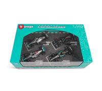 F1 MERCEDES AMG Petronas W12 W13 W14 Lot de 4 modèles de voiture Formule 1 F1 2021-2023 - LEWIS HAMILTON GEORGE RUSSEL - Échelle 1:43 12cm - Bburago 38093