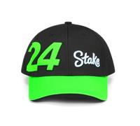 F1 Stake Kick Sauber Team - Produit officiel 2024 - Casquette de baseball Zhou Guanyu 24 - Unisexe - Noir et vert - Réglable, Noir , taille unique