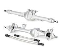 F10T Essieu droit décalé, ensemble d'essieux avant et arrière en aluminium usiné CNC pour châssis à feuilles VS4-10 SCX10 II Échelle 1/10 construit sur chenilles RC (argent)