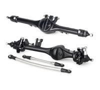 F10T Essieu droit décalé, ensemble d'essieux avant et arrière en aluminium usiné CNC pour châssis à feuilles VS4-10 SCX10 II à l'échelle 1/10 construit sur chenilles RC (noir)
