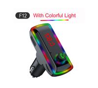 (F12) Kit mains libres Bluetooth 5.0 avec émetteur FM, lecteur MP3 et double chargeur rapide USB 3,1