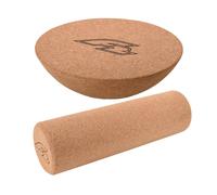 F2 Set Planche D'Équilibre Demi-Sphère 30x10cm + Roue En Liège 33x9,5cm