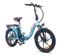 F20Pro 20 pouces Vélo électrique pliable, 250W 36V 18AH batterie avec super capacité,Shimano 7S, 20"*3.0 Fat Tire bleu