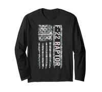 F22 Raptor Drapeau américain Camouflage Militaire F22 Raptor Manche Longue