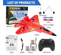 (F22 RED 3 piles) Avion télécommandé F22 Raptor Helicopter Avion télécommandé 2.4G