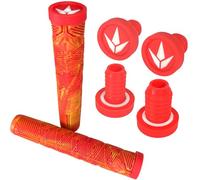 F26 Blunt Stunt-Scooter BMX Dirt Trick Tret Freestyle Roller V3 Poignées douces longues 160 mm avec 2 embouts de guidon 2 x 2 (rouge/orange/jaune)