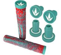 F26 Blunt Stunt-Scooter BMX Dirt Trick Tret Freestyle Roller V3 Poignées douces longues 160 mm avec 2 embouts de guidon (menthe/rouge)