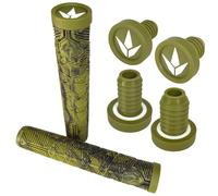 F26 Blunt Stunt-Scooter BMX Dirt Trick Tret Freestyle Roller V3 Poignées douces longues 160 mm avec 2 embouts de guidon (olive/noir)