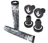 F26 Blunt Trottinette Stunt BMX Dirt Trick Tret Freestyle Roller V3 Poignées souples longues 160 mm avec 2x2 extrémités de guidon et embouts de guidon (Noir/Blanc)