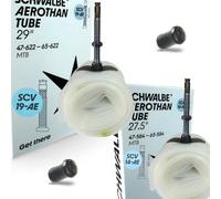 F26 Chambre à air Aerothan Light 27,5"+29" compatible avec Schwalbe SCV14-AE + SCV19-AE Valve Klick Mullet Set
