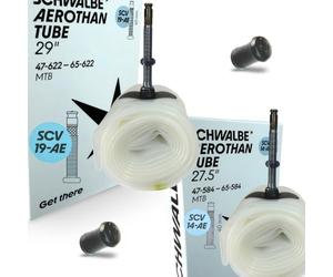 F26 Chambre à air Aerothan Light 27,5"+29" compatible avec Schwalbe SCV14-AE + SCV19-AE Valve Klick Mullet Set