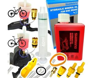 F26 Kit de purge de disque de service d'entretien de frein à disque, entonnoir de remplissage avec connexion M5 M7 M6 compatible avec Shimano Road MTB Gravel huile minérale hydraulique 500ml