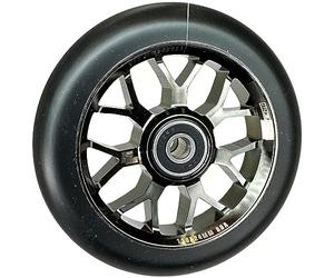 F26 Roue de trottinette Stunt Spy7 110 mm noir chromé/PU noir | Avec roulement à billes ABEC 11, pour park, rue et freestyle