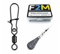 F2M - Boite de 200 émerillons agrafes INOX Taille #8 - Longueur 22mm - Résistance 11kg - Emerillon Attache Rapide pour plombs, leurres, empiles, Bas de Lignes - Pêche surfcasting Truite Carpe
