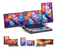 F3 Triple moniteur portable 35,6 cm - Rotation à 360° avec support, station de travail IPS FHD 1080p pour Windows/Mac/Linux/Chrome Compatible avec ordinateur portable/mini PC