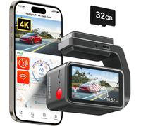 F4 4K Car Dashcam Front, 2.2 inch Mini Car Dashcam, 2160P UHD Touch Screen, Voice Control, Included 32GB Card, Night Vision, GPS, WiFi APP Control, Loop Recording, 24H Parking Monitor
