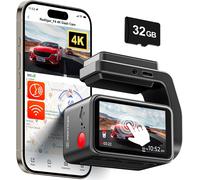 F4 4K Car Dashcam Front, 2.2 inch Mini Car Dashcam, 2160P UHD Touch Screen, Voice Control, Included 32GB Card, Night Vision, GPS, WiFi APP Control, Loop Recording, 24H Parking Monitor