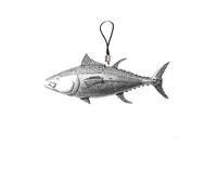 F43 Breloque pour téléphone portable Motif thon et poisson en étain avec cordon de 4 cm