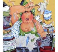 F4B Épais femmes dans la cuisine 40 x 50 cm | Pierres carrées | Kit de peinture diamant adulte | Couverture complète