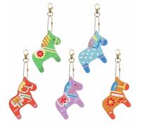 F4B Porte-clés cheval Diamond Painting | Double face | 5 pièces | Cheval | Animaux